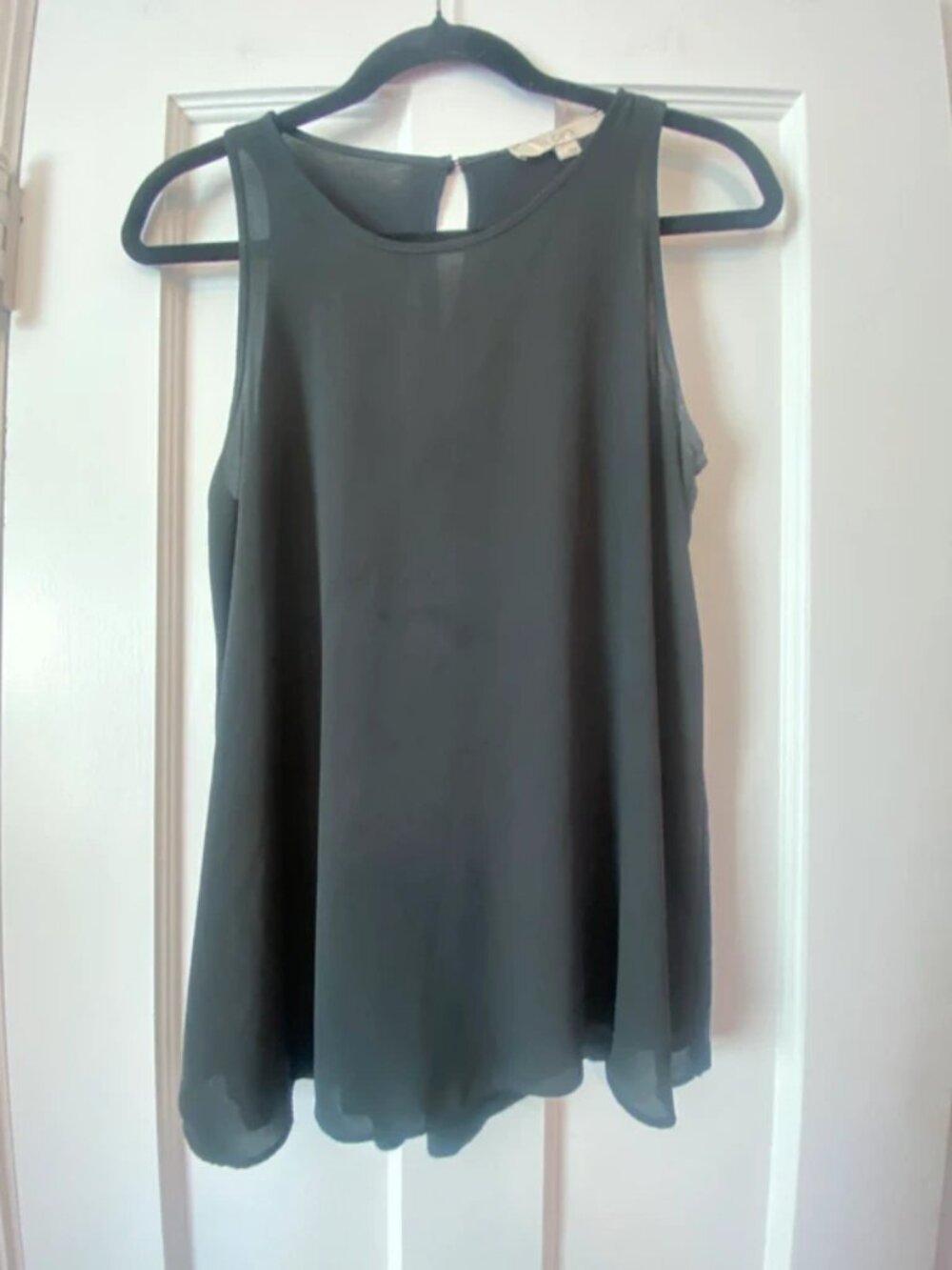 Womens Ann Taylor loft black sheer tank top size small